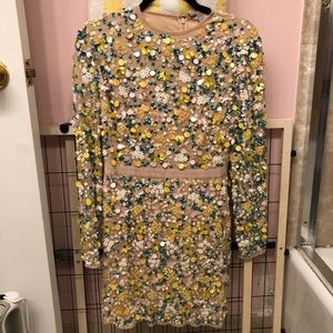 ASOS beaded sequin long sleeve mini dress 6